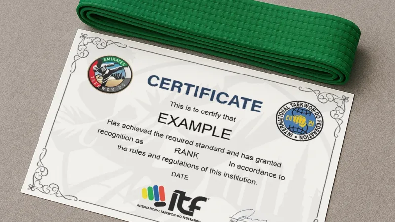 Taekwon-Do Belt and certificate Taekwon-Do Belt and certificate