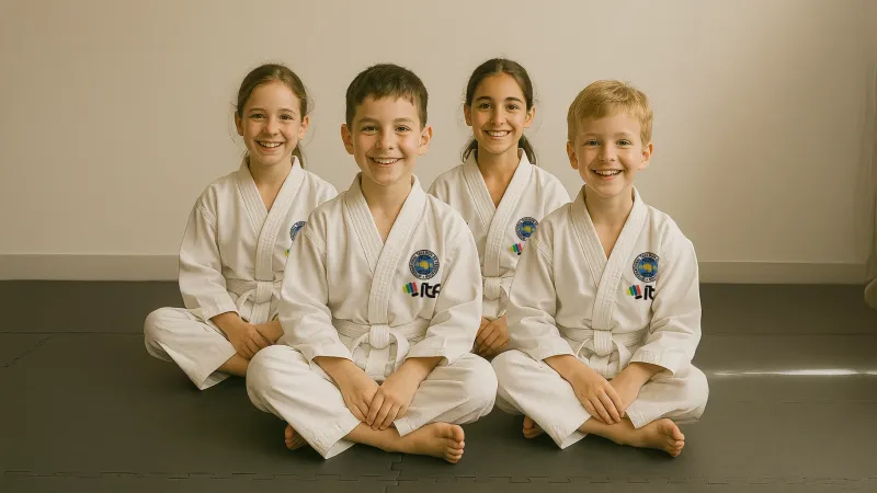 kids 9 to 11 years old wearing taekwon-Do uniform