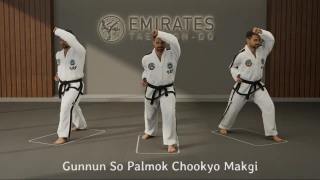 Walking stance forearm rising block (Gunnun So Palmok Chookyo Makgi)